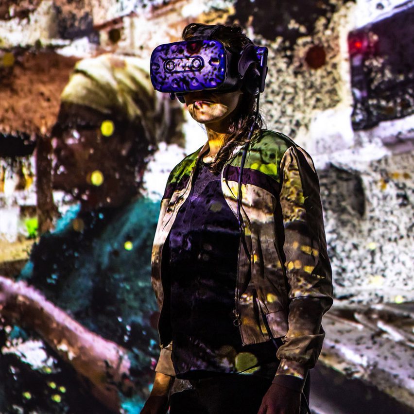a student using a VR headset