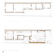 Ground floor plans, before and after, for A Simple Addition by OEB Architects