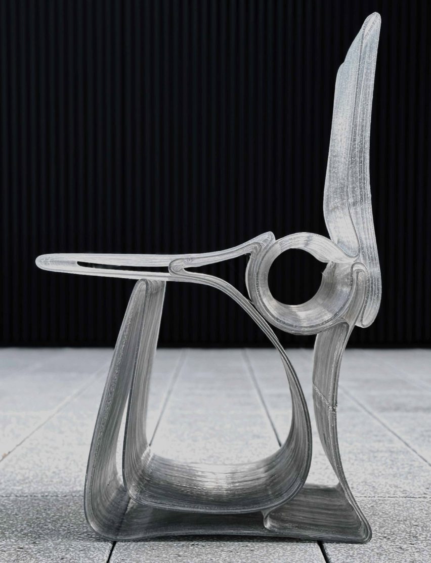 a 3d-printed silver chair