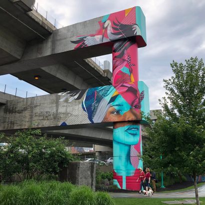 Street art painted on a concrete structure