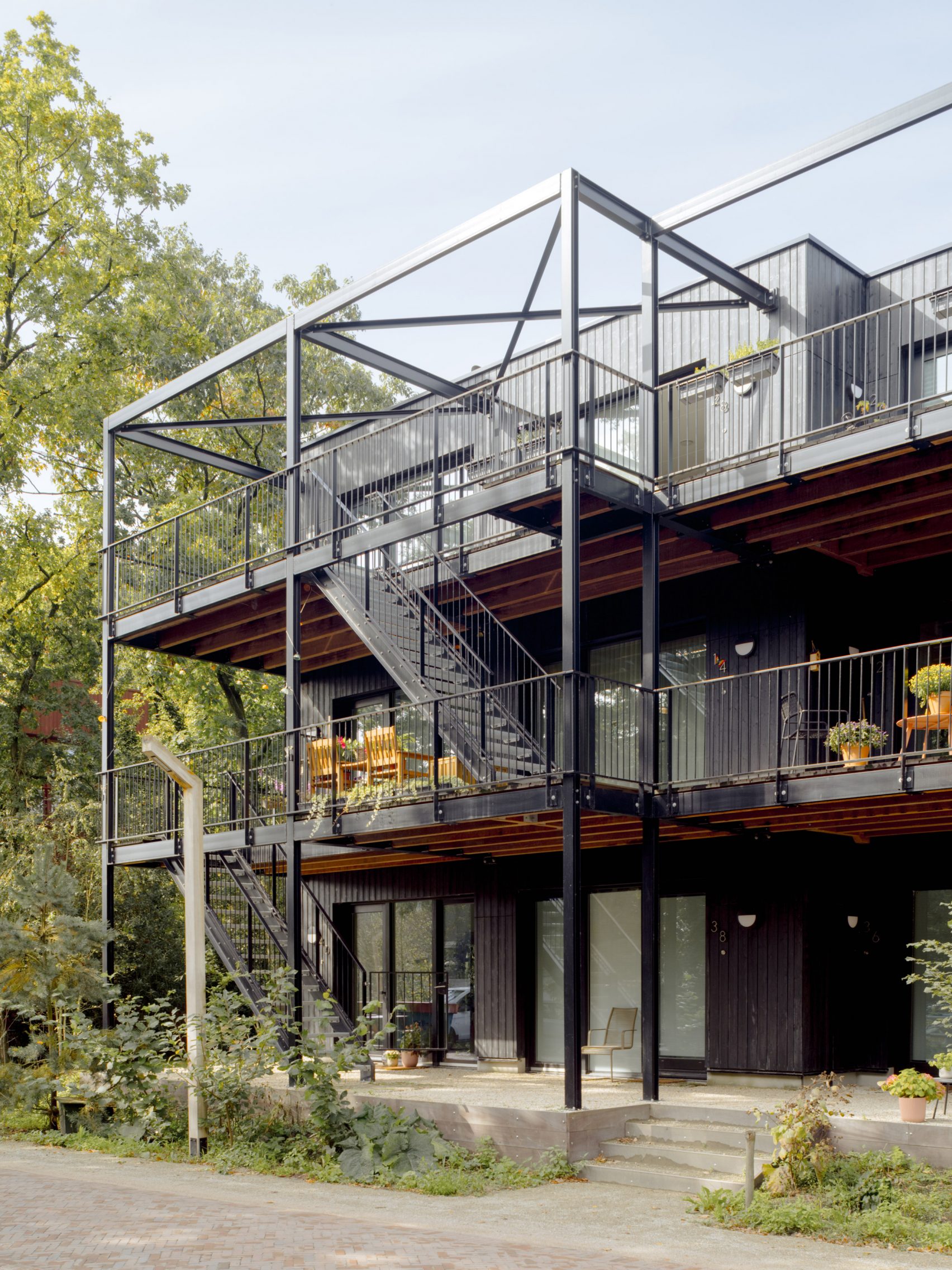 Local Level Reference Frame Space&Matter nestles timber housing blocks into a Dutch woodland