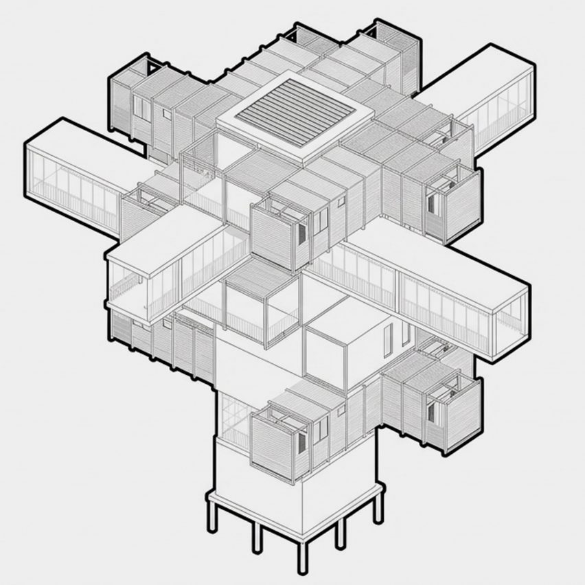 an architectural diagram in black and white