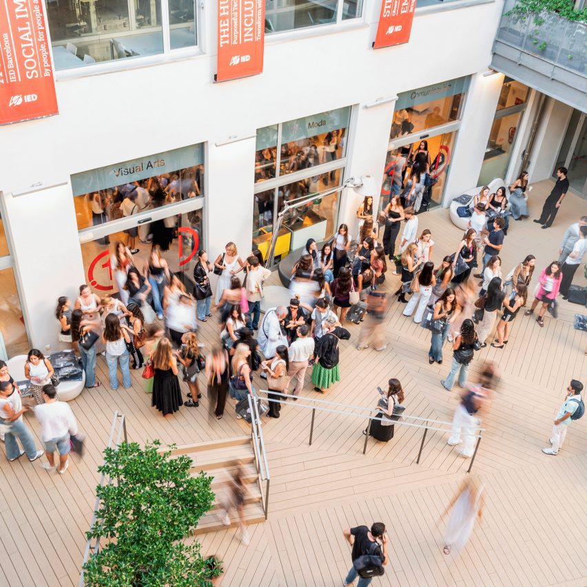 a photo of students outside a university