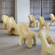Kwangho Lee creates anime-informed chairs from sponge pipes and nylon ropes