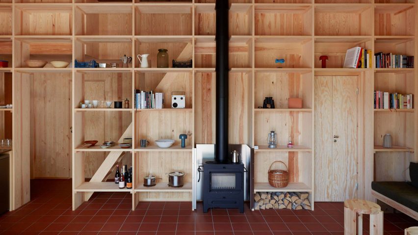 Interior of wooden kitchen
