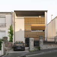 Street facade of 2in1 Houses at Noisy-le-Sec by MXarchitecture