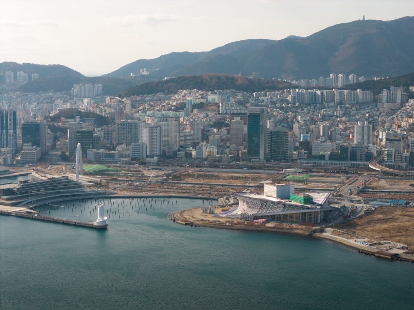 Aerial view of Busan Opera House by Sn&oslash;hetta