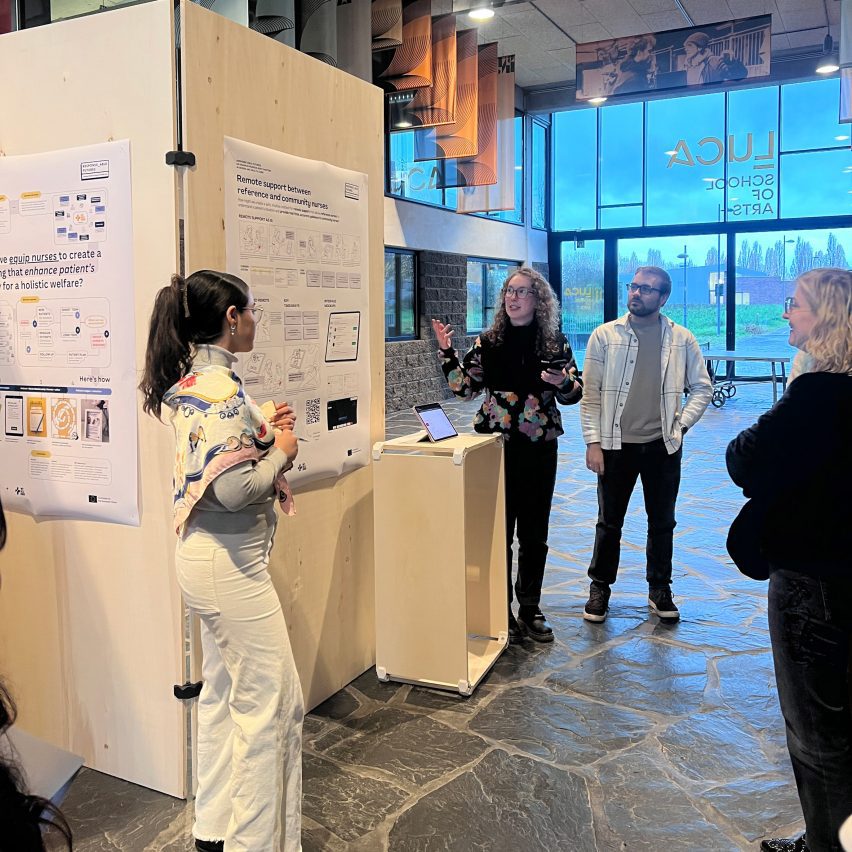 student presenting their design work