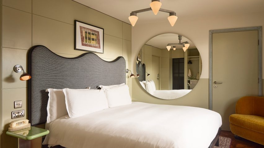 Bedroom with pale-green walls