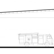 Section of Liden fire station by Kod Arkitekter