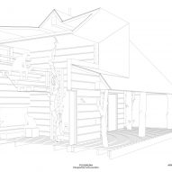 Sectional perspective of Puusauna by Jaakko Torvinen