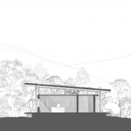 Entrance pavilion section at Serenity retreat by Mar+rs