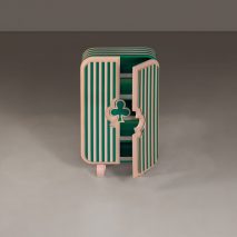 Photo of a pink and green cabinet