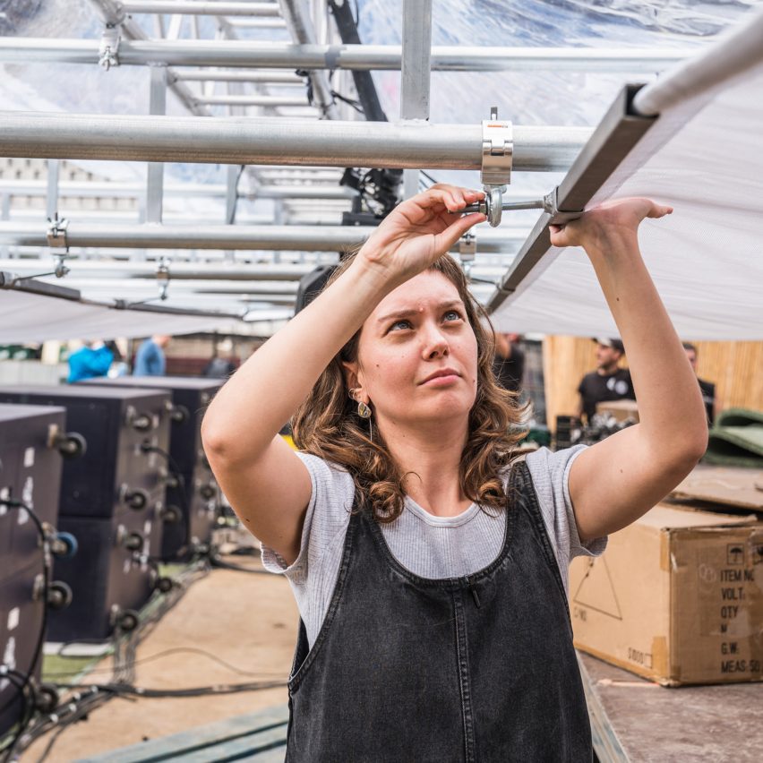 a student working on a design project