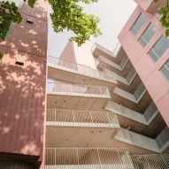 SO-IL pink concrete building in Brooklyn