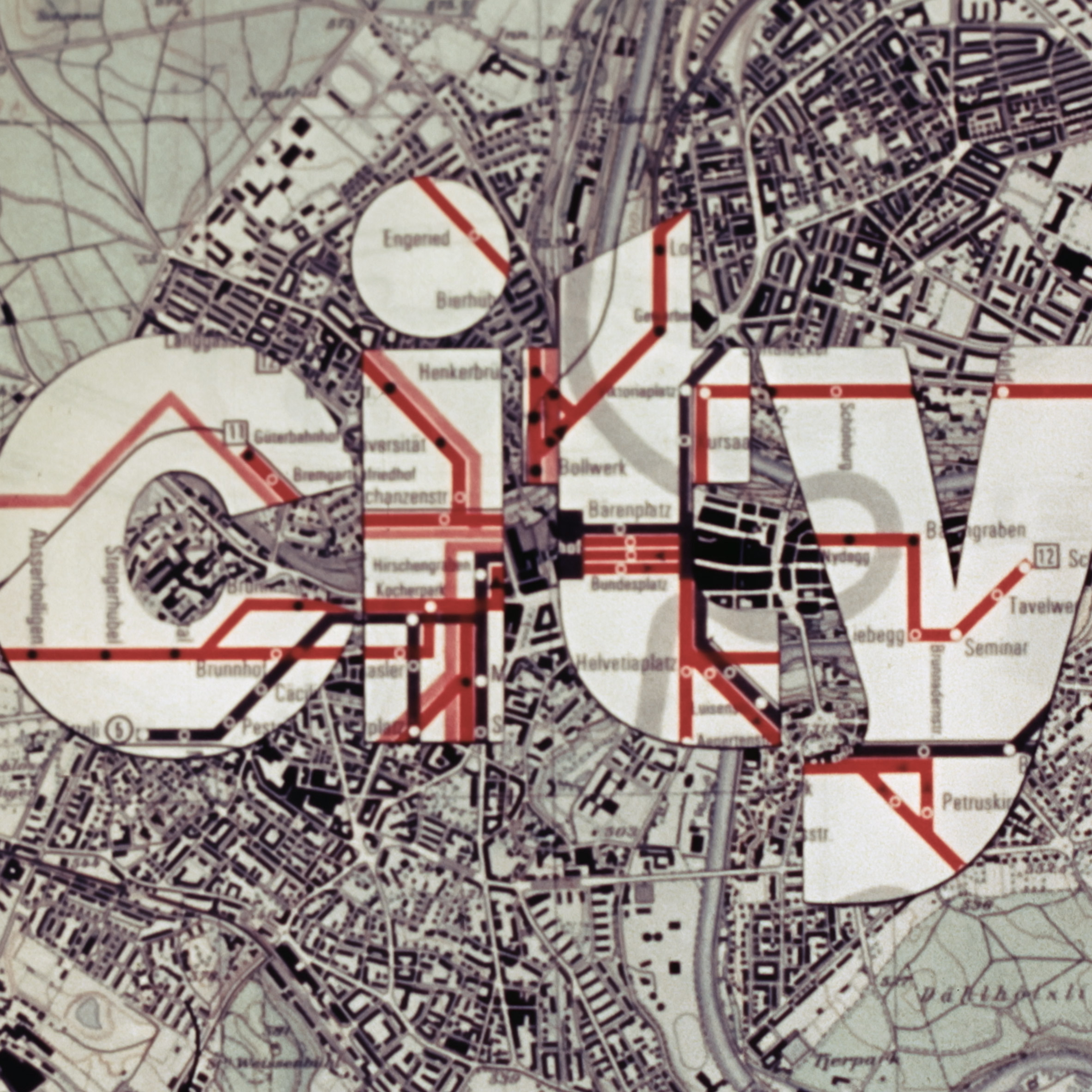 Film still visual of city map