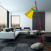 Birghtly-coloured lamp in living room