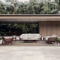 Outdoor furniture set displayed on a terrace