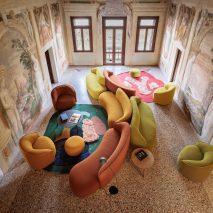Multicoloured furniture display