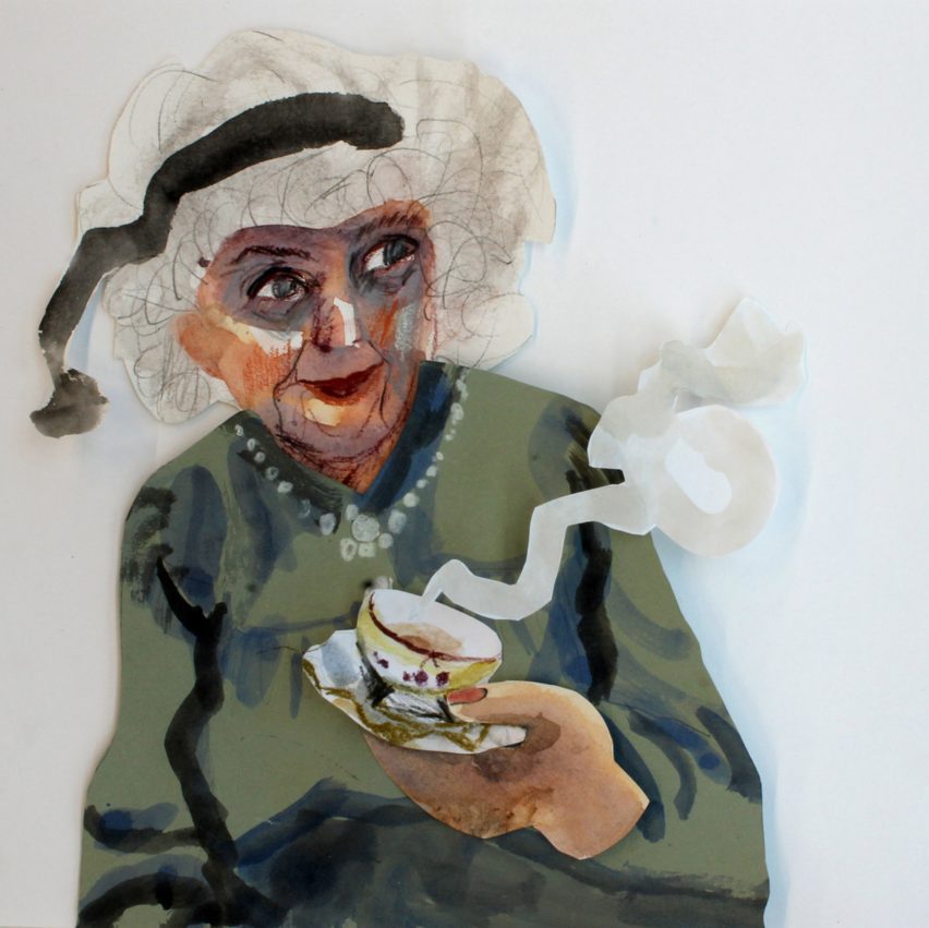 an illustration of a woman holding a cup of tea
