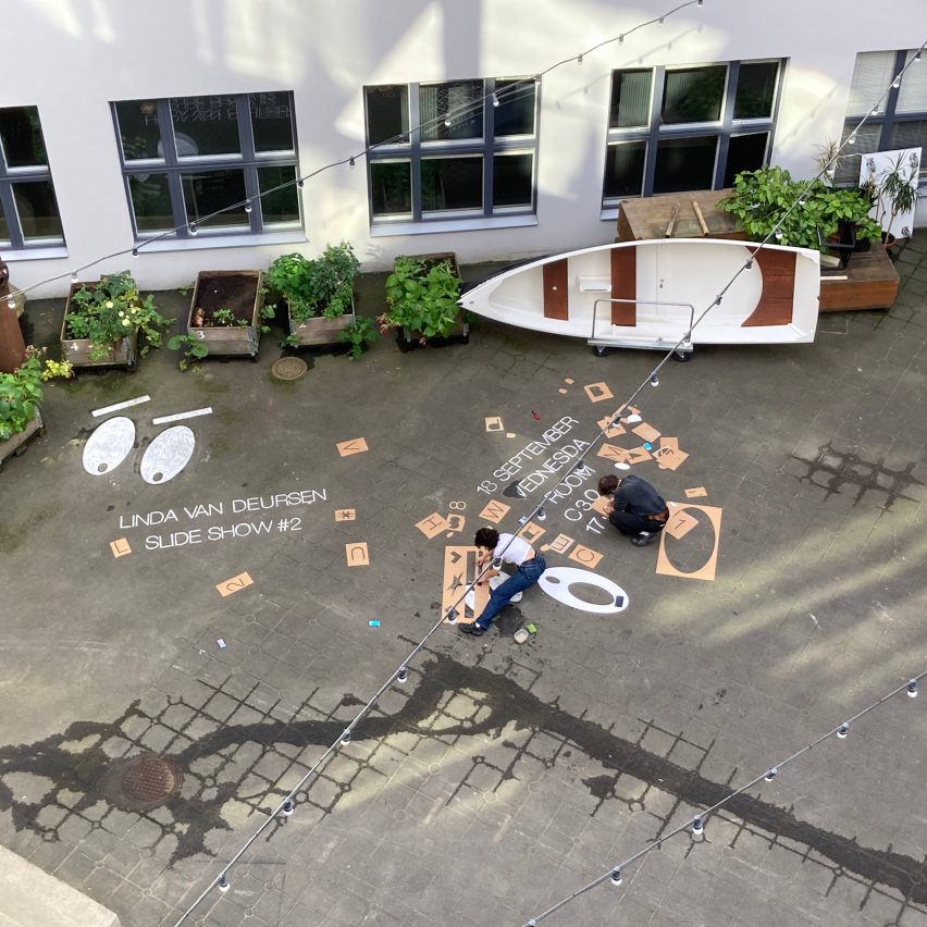 graphic design students working