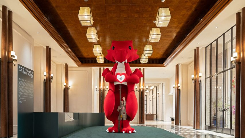 Red dragon on green carpet
