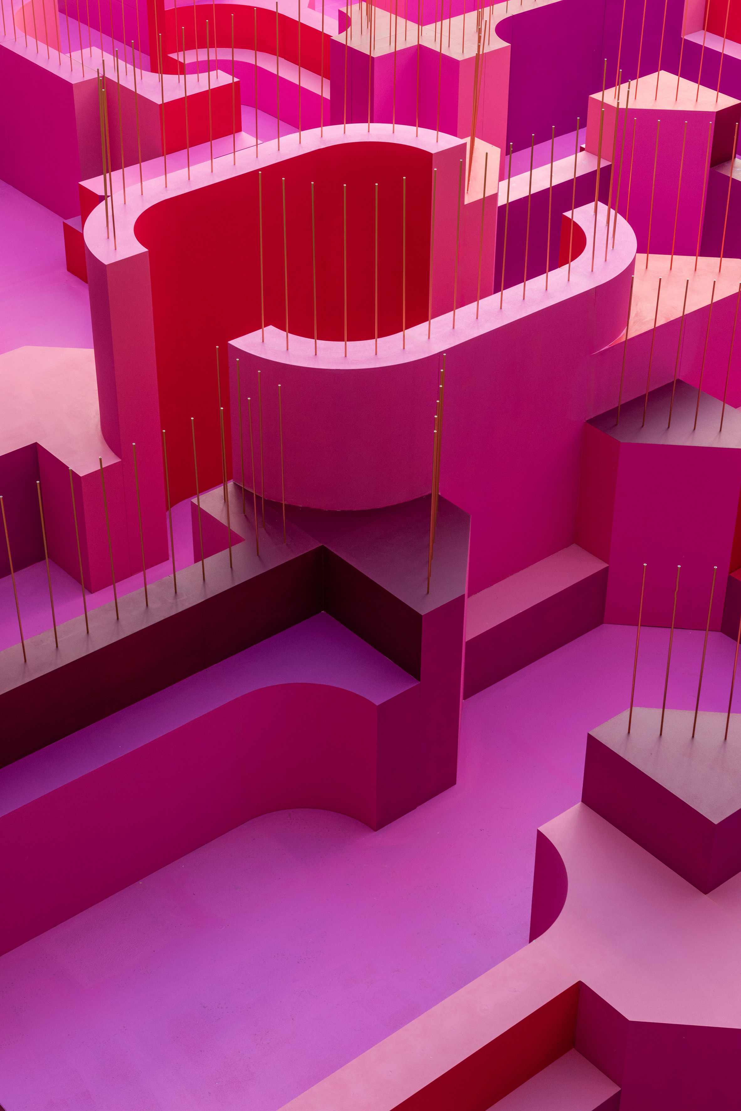 Pink labyrinth by Lina Ghotmeh at Milan design week