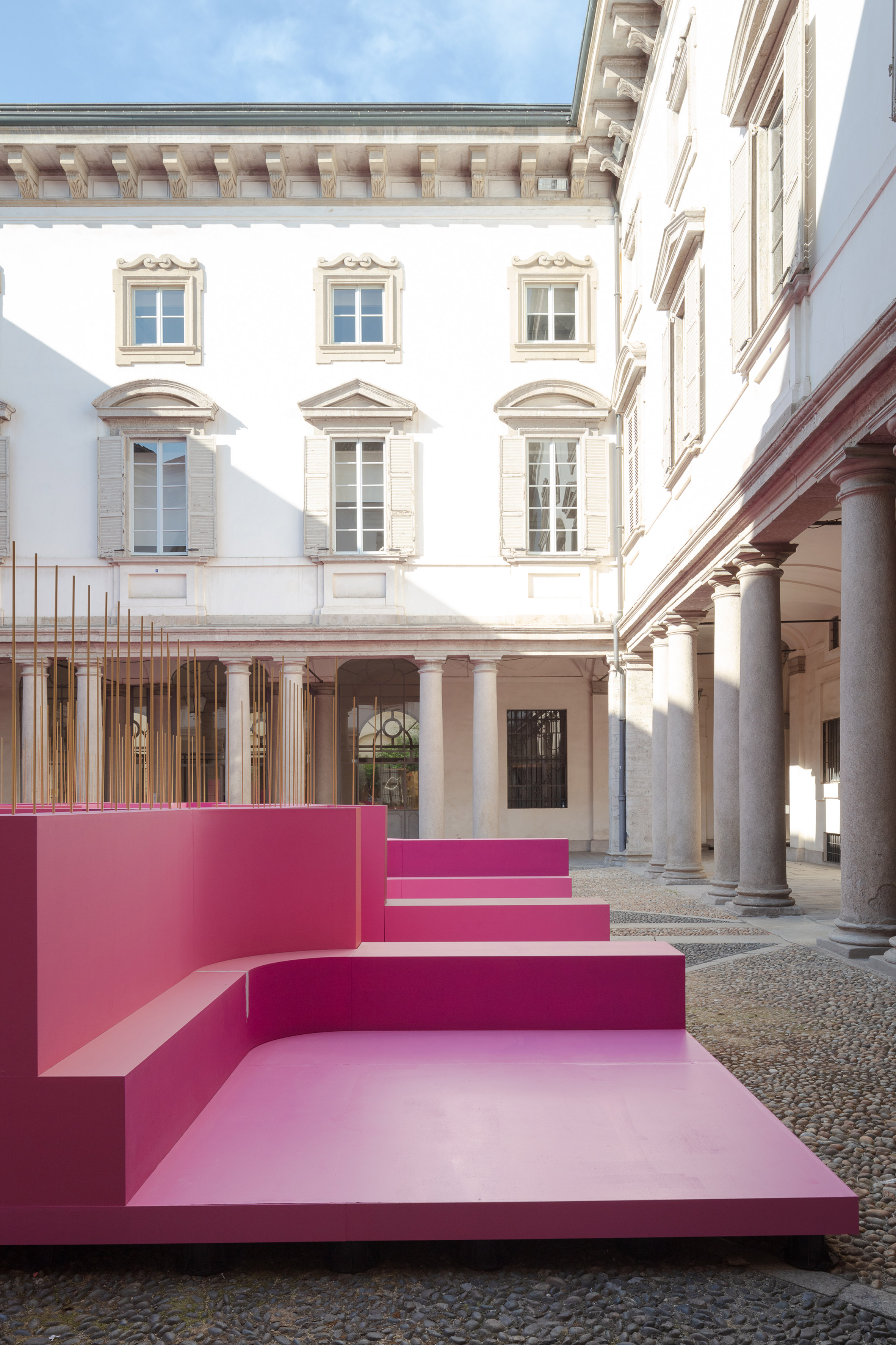 Pink labyrinth by Lina Ghotmeh at Milan design week
