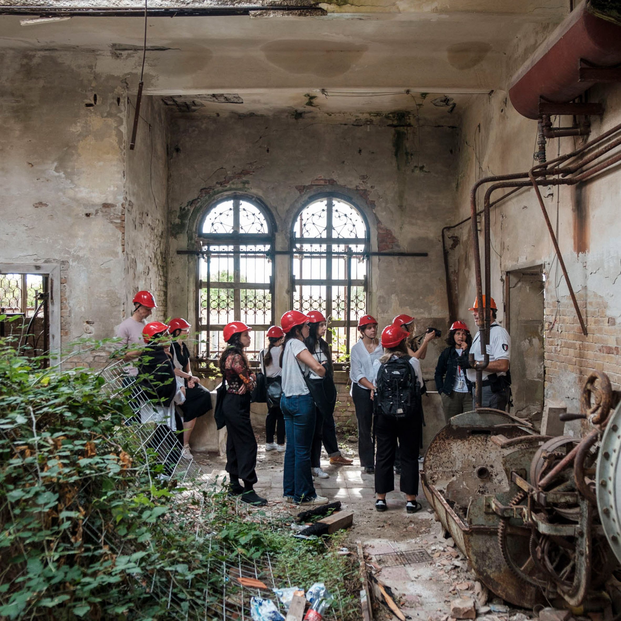 people in a heritage building
