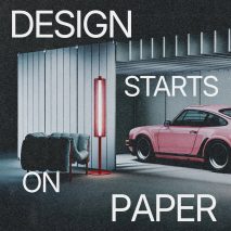 Poster graphics for Design Starts On Paper exhibition