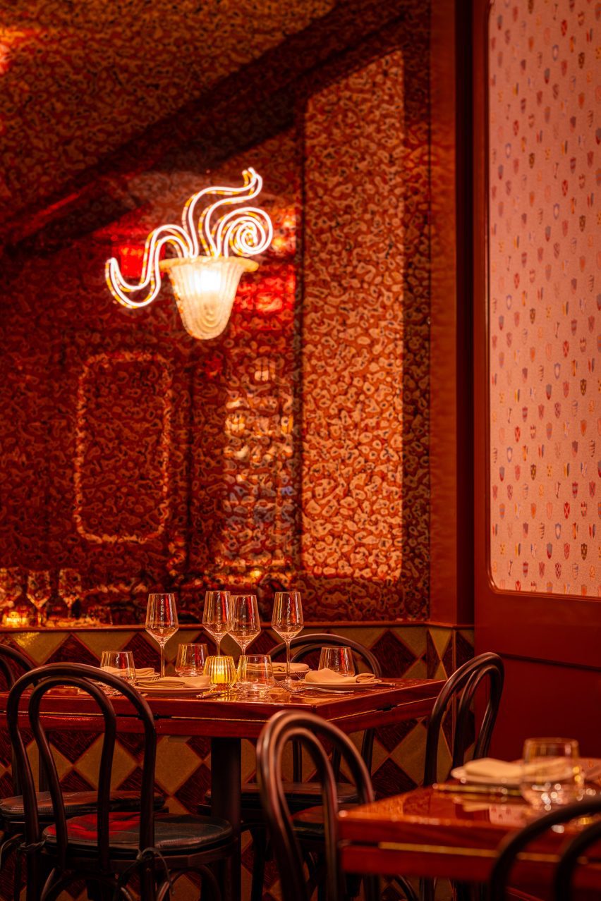 Highly textured antique mirror in a restaurant