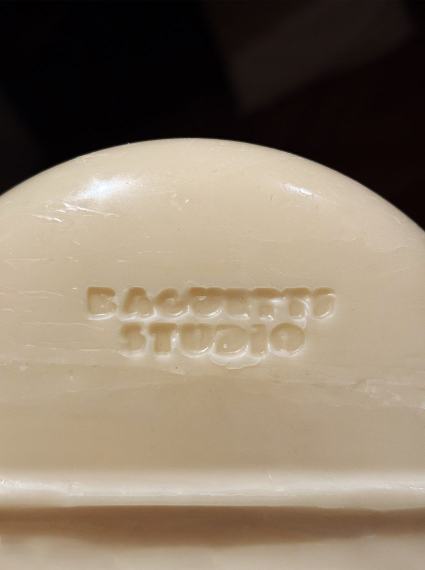 Baguette Studio logo on a wax lamp