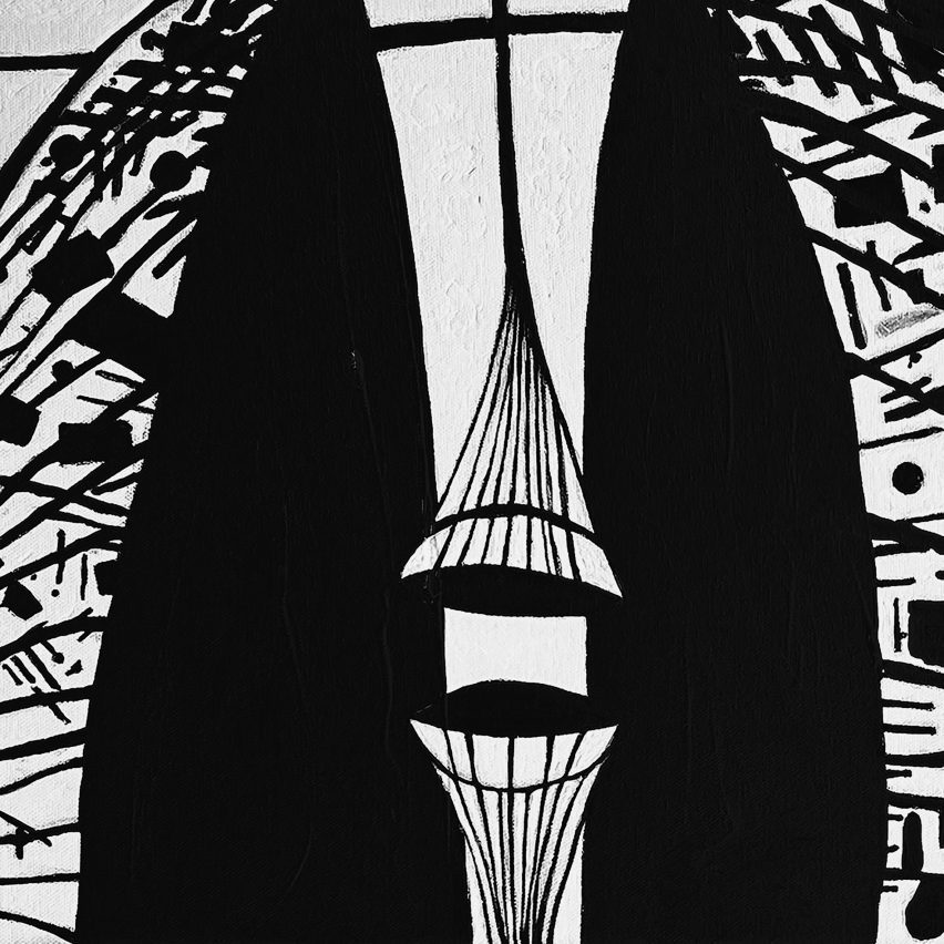 a painting in black and white