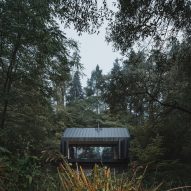 River, Rock, Fire by Mimosa Architects in Czech forest
