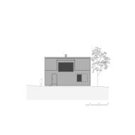 North elevation of River, Rock and Fire cabin by Mimosa Architects