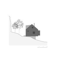 West elevation of River, Rock and Fire cabin by Mimosa Architects