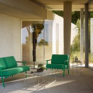 Scaffold outdoor occasional tables by Haldane