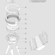 Axonometric of Silk Wood Playscape at Westonbirt Arboretum by Pearce+, Invisible Studio and Lean Structures