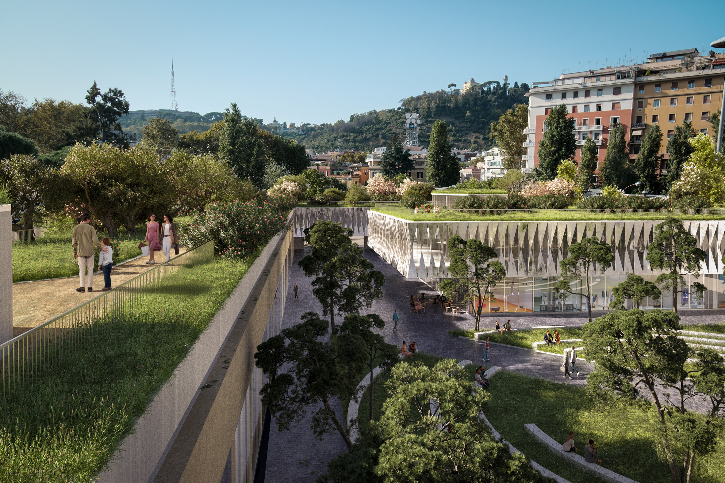 Render of public space in Rome