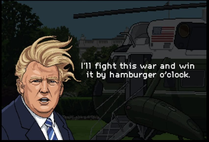 Donald Trump como personaje de un juego de arcade