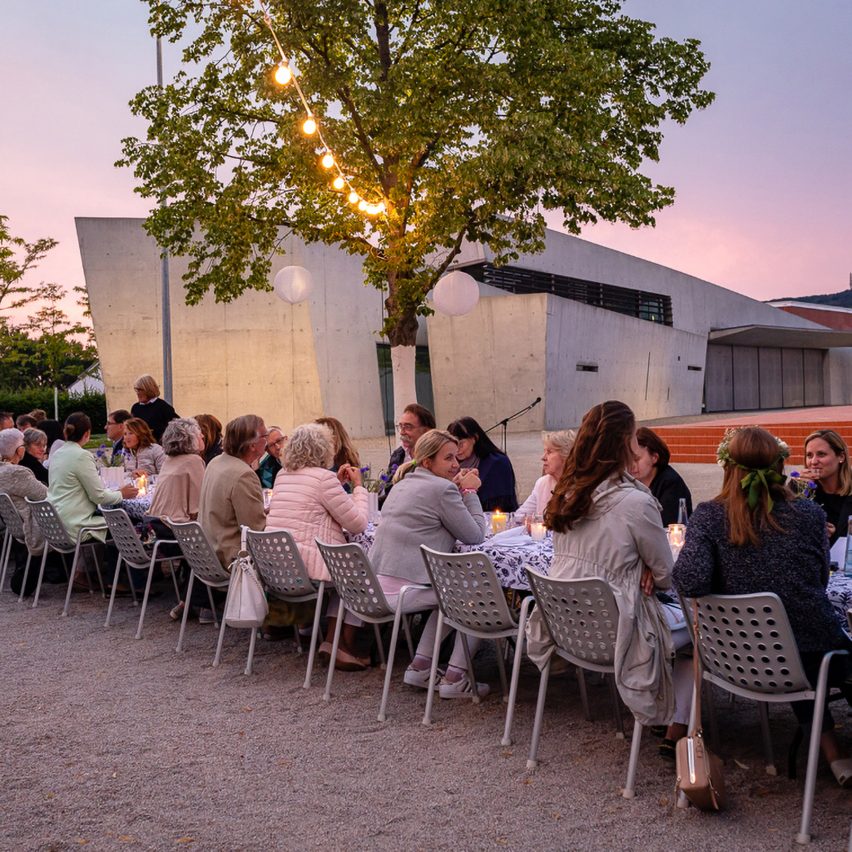 a photograph of people sat at a table