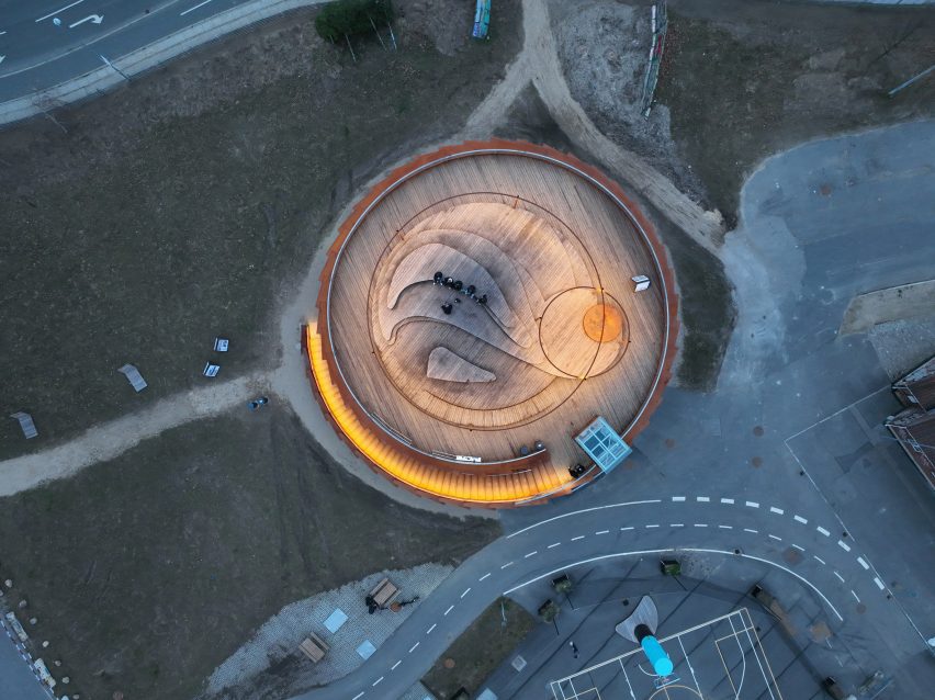 Aerial view of infrastructure by Ginneruparkitekter