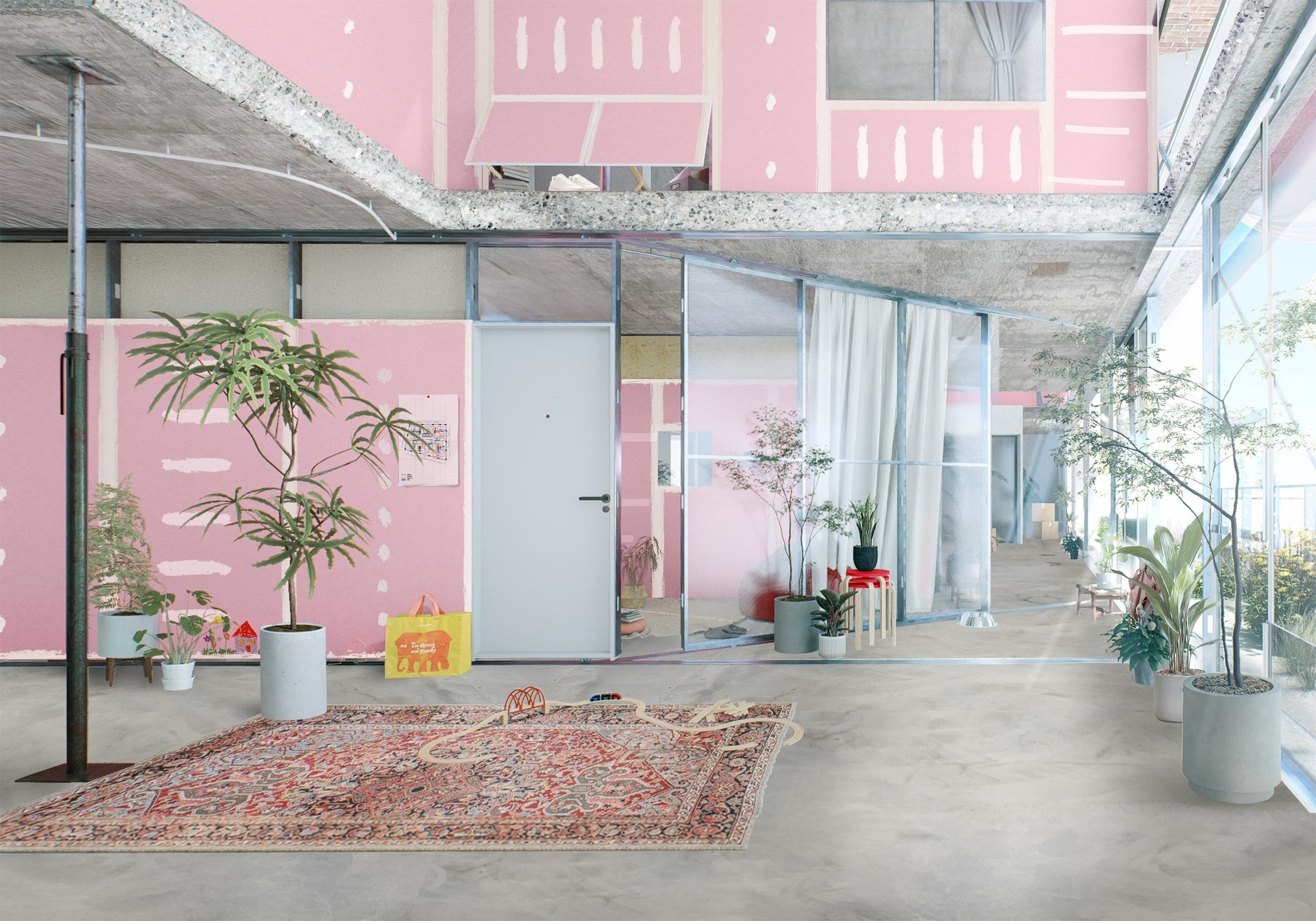 A digital illustration of a flat in London