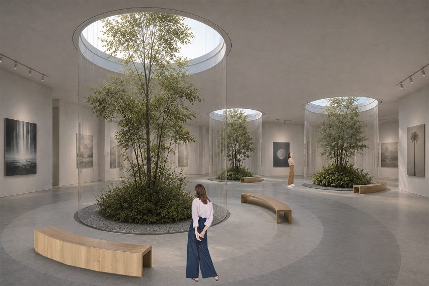 Render of an indoor community nature garden