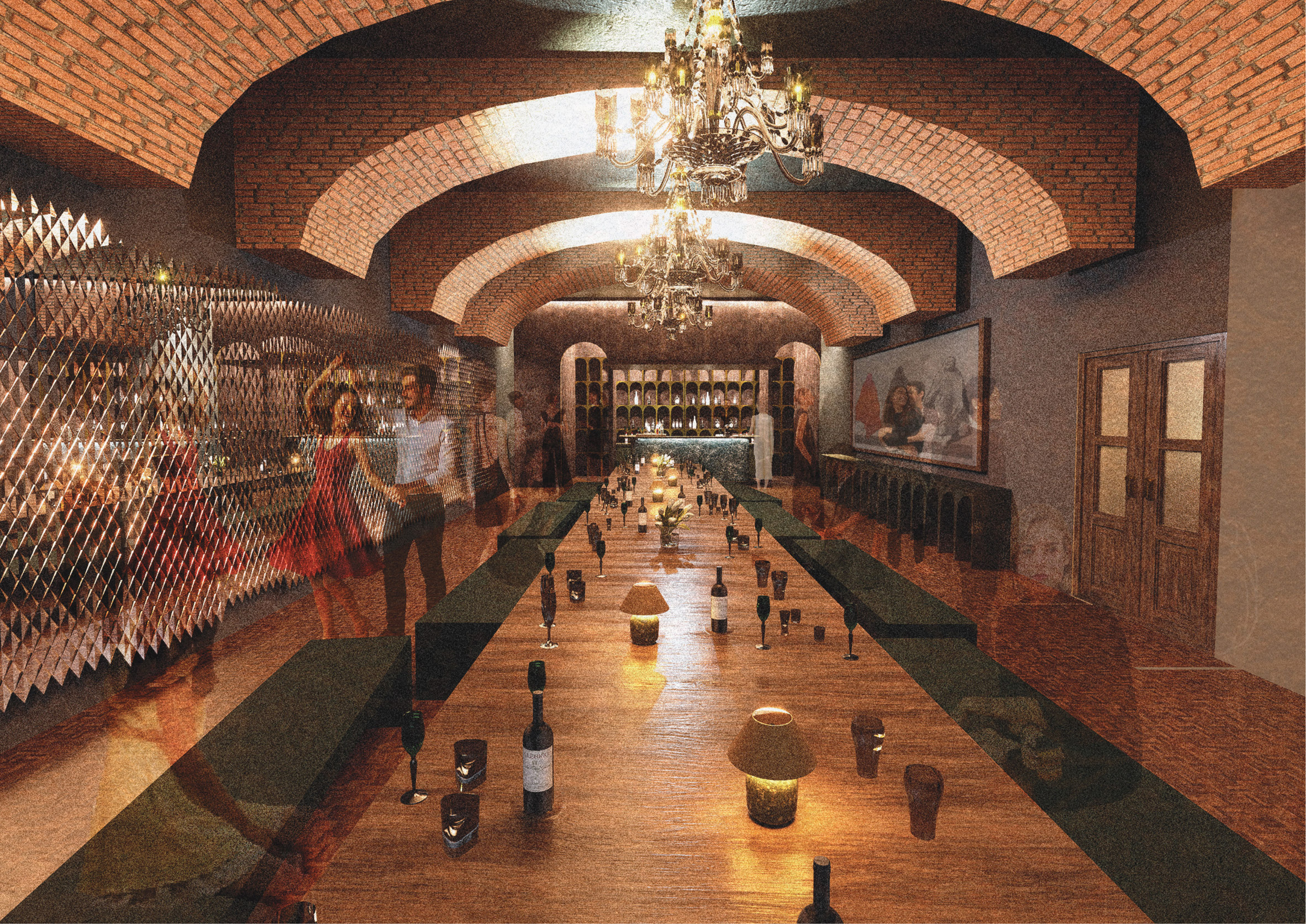 Representación de bar y centro cultural.