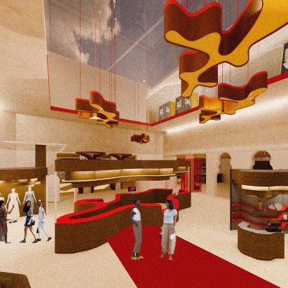 Render of a support centre for migrants and refugees