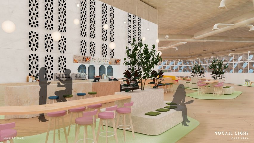 Render of a coworking space