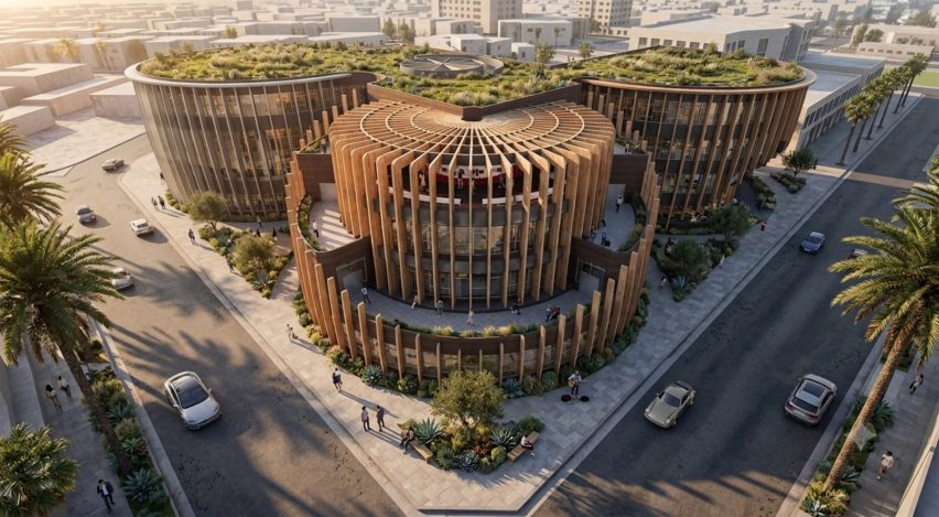 Render of a circular building