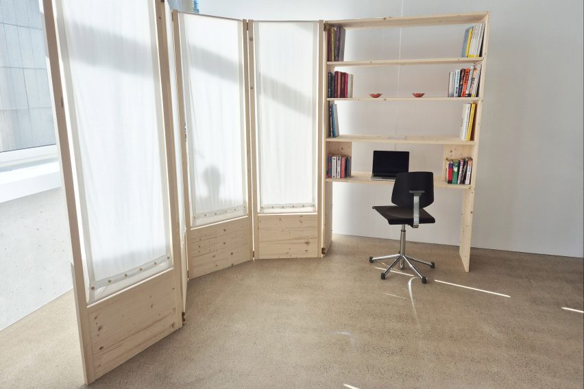 Photo of wooden screen and desk