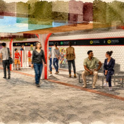 Digital illustration of an underground hub